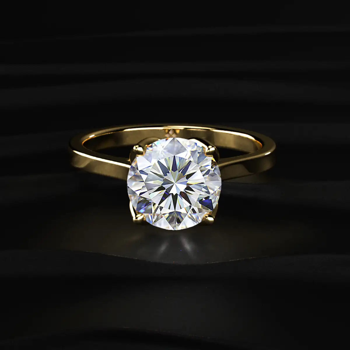 Round Solitaire Ring With Cathedral Floral Prong