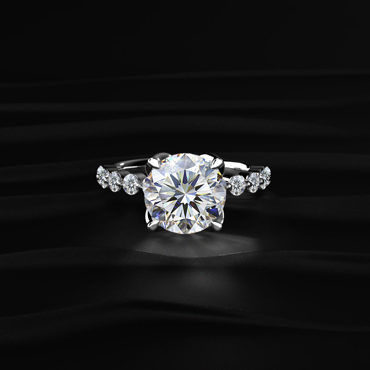 Round Diamond Engagement Ring With Floral Prong
