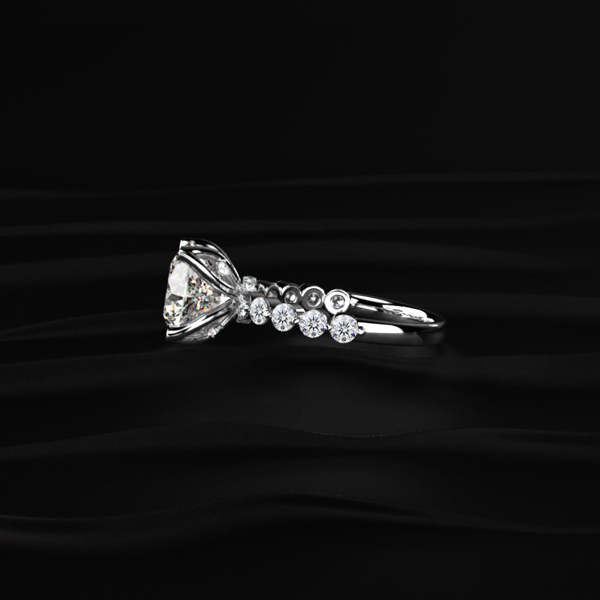 Round Diamond Engagement Ring With Floral Prong