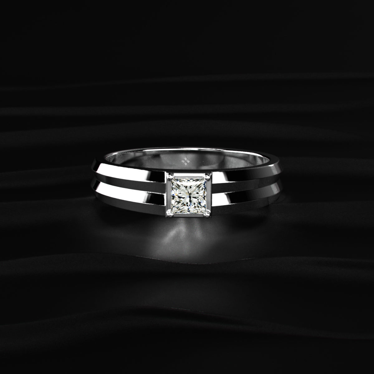 0.50 Ct Princess Men's Diamond Ring | Earthly Jewels 