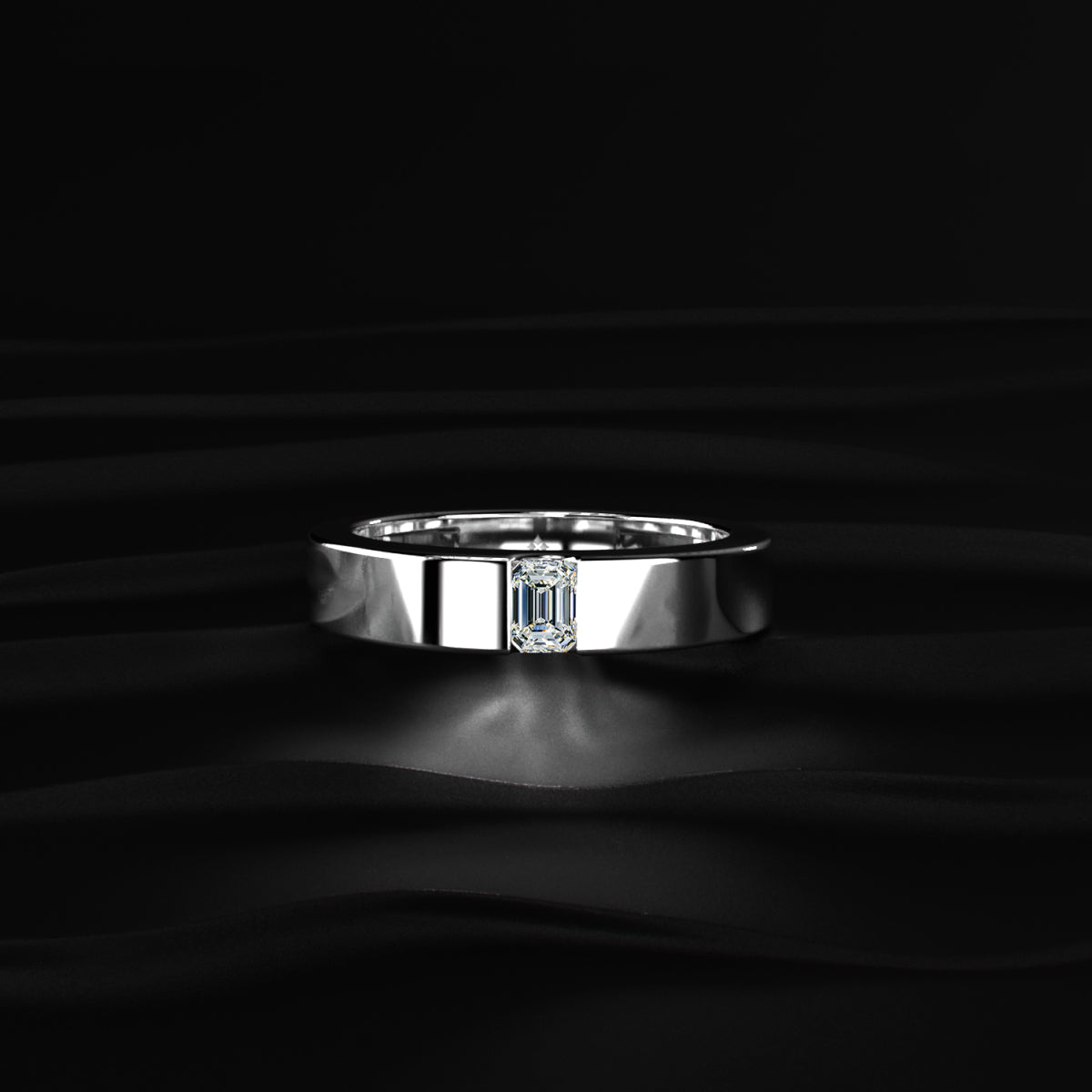 Emerald Cut Diamond Men’s Wedding Band | Earthly Jewels