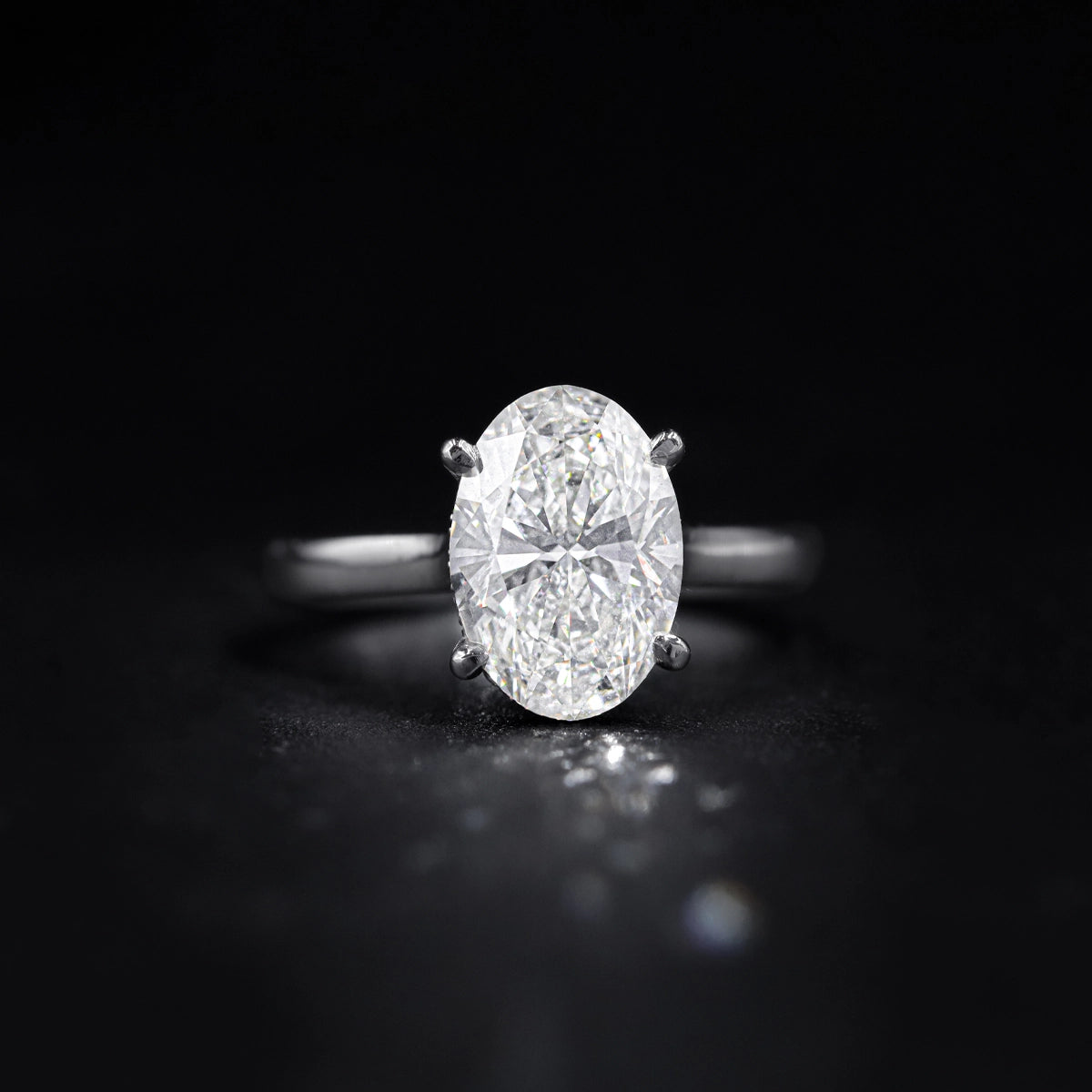Oval Solitaire Double Hidden Halo Cathedral Ring