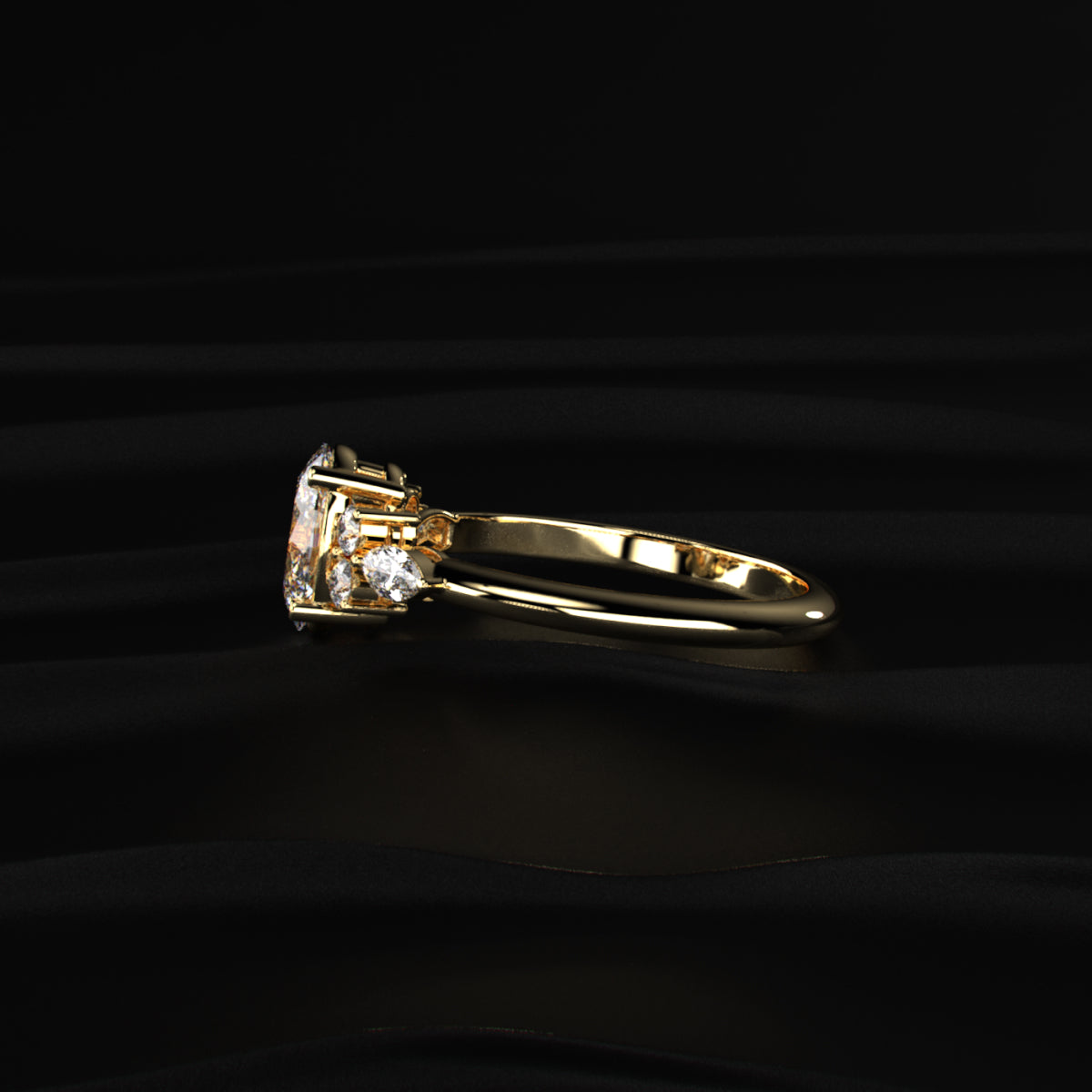 Oval Engagement Ring with Side Accents | Earthly Jewels