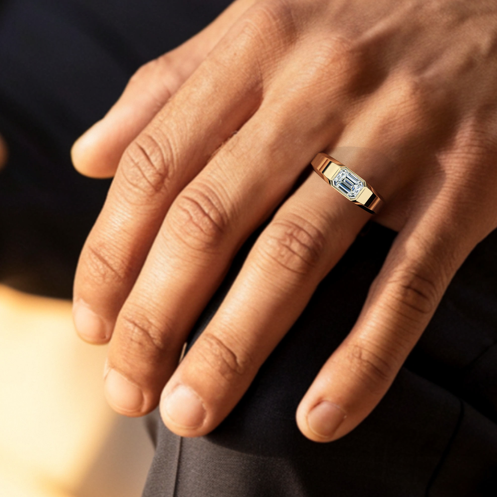 Mens Emerald Cut Diamond Ring