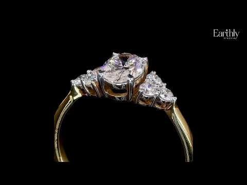 Oval Solitaire Ring With Round Accent Stones | Earthly Jewels