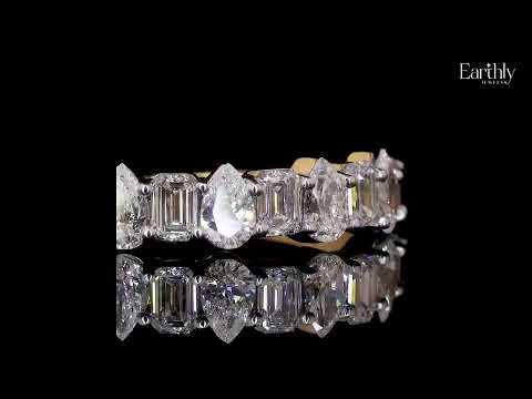 Pear And Emerald Cut Half Eternity Ring | Earthly Jewels
