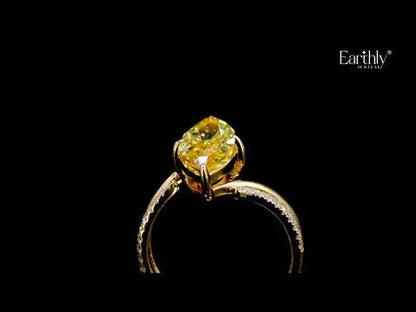 3 Carat Yellow Marquise Diamond Ring With Stack Ring