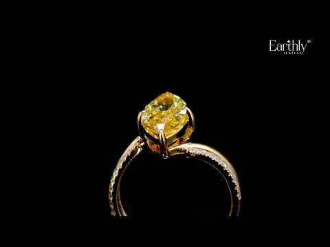 3 Carat Yellow Marquise Diamond Ring With Stack Ring